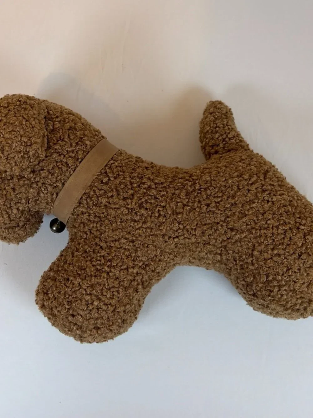 Pottery Barn Cozy Teddy Faux Fur Dog w/ Bell Pillow
